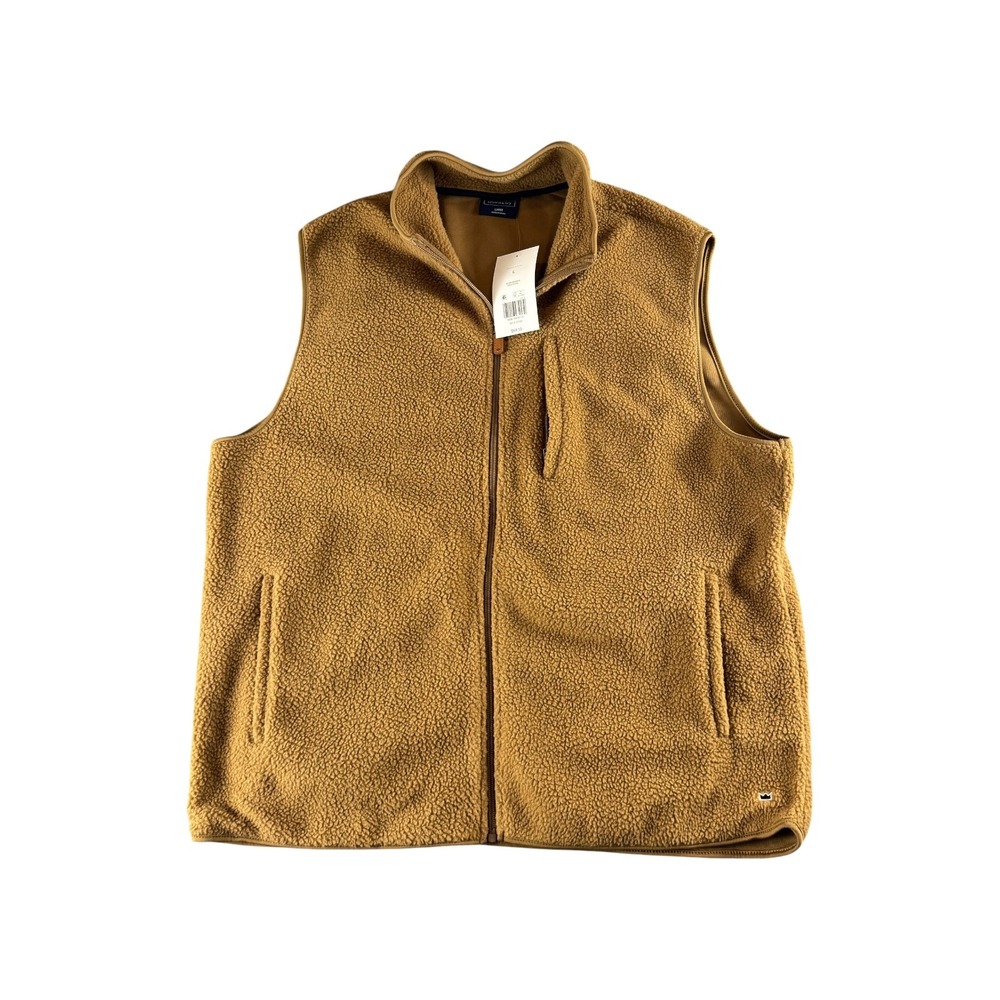 Crown & Ivy‎ Mens Sherpa Fleece Full Zip Vest Buck Khaki Large 33723HO0000242